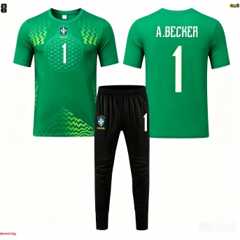 Brazilia Alisson Becker #1 Portarii Echipament de Fotbal Replică Mondial 2026 Copii Deplasare (+ Șorturi)